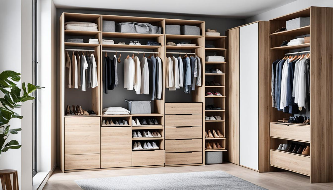 Ankleidezimmer mit offenem Kleiderschrank