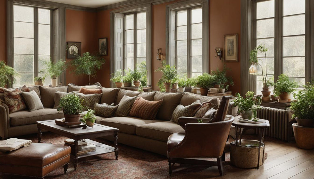 Wohnzimmer im Retro style mit ledercouch und ledersessel