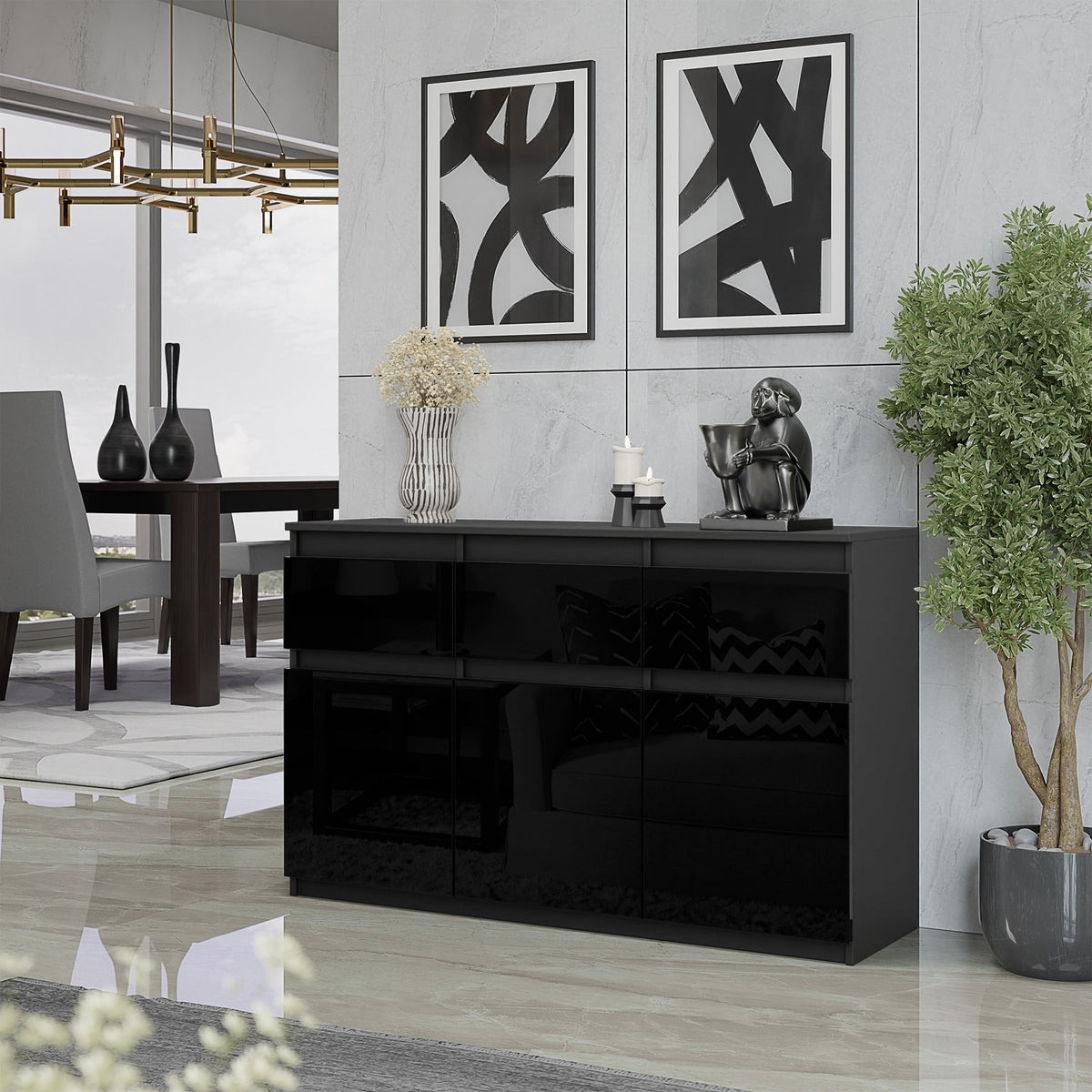Noah Sideboard 120 cm / 3 Schubladen in Farbe von kommodly