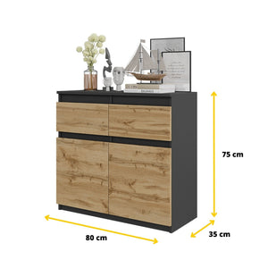 Noah Sideboard 80 cm / 2 Schubladen in Farbe von kommodly