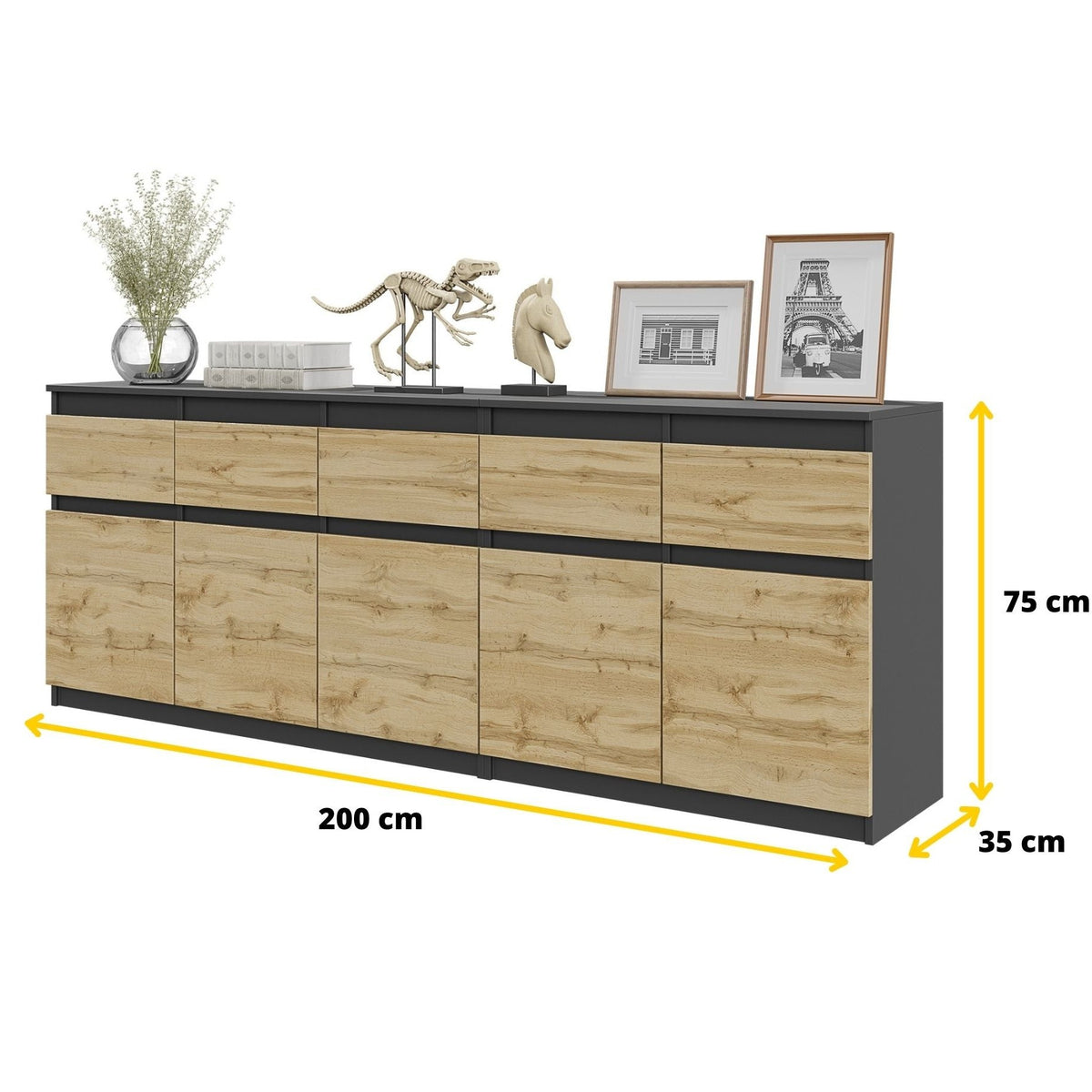 Noah Kommoden-Set 200 cm, 2-teilig in Farbe von kommodly