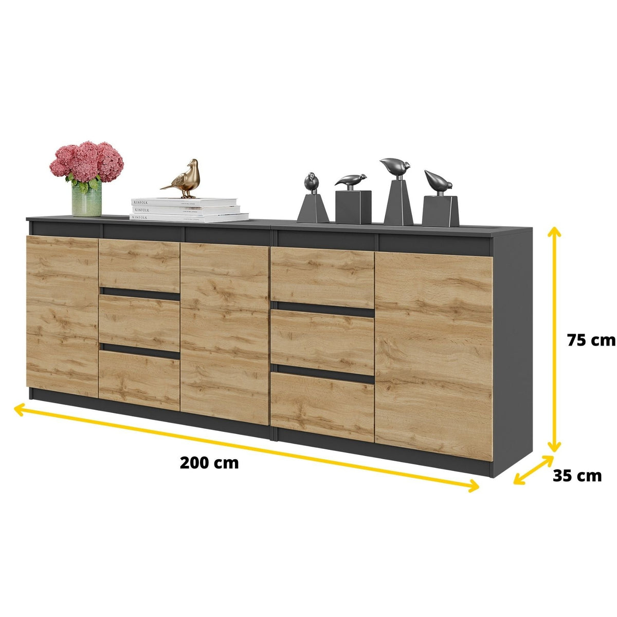 Mikel Kommoden-Set 200 cm, 2-teilig in Farbe von kommodly