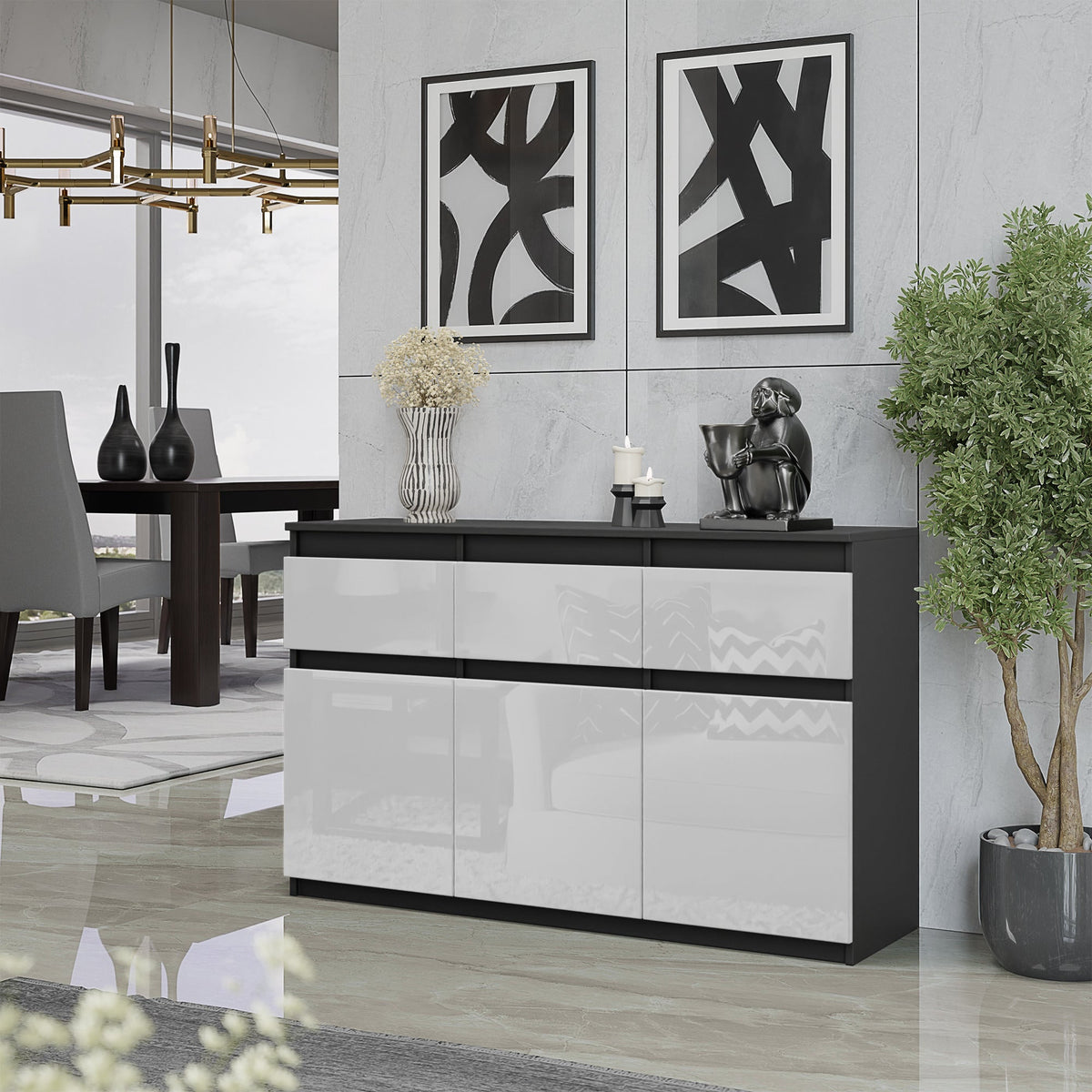 Noah Sideboard 120 cm / 3 Schubladen in Farbe von kommodly