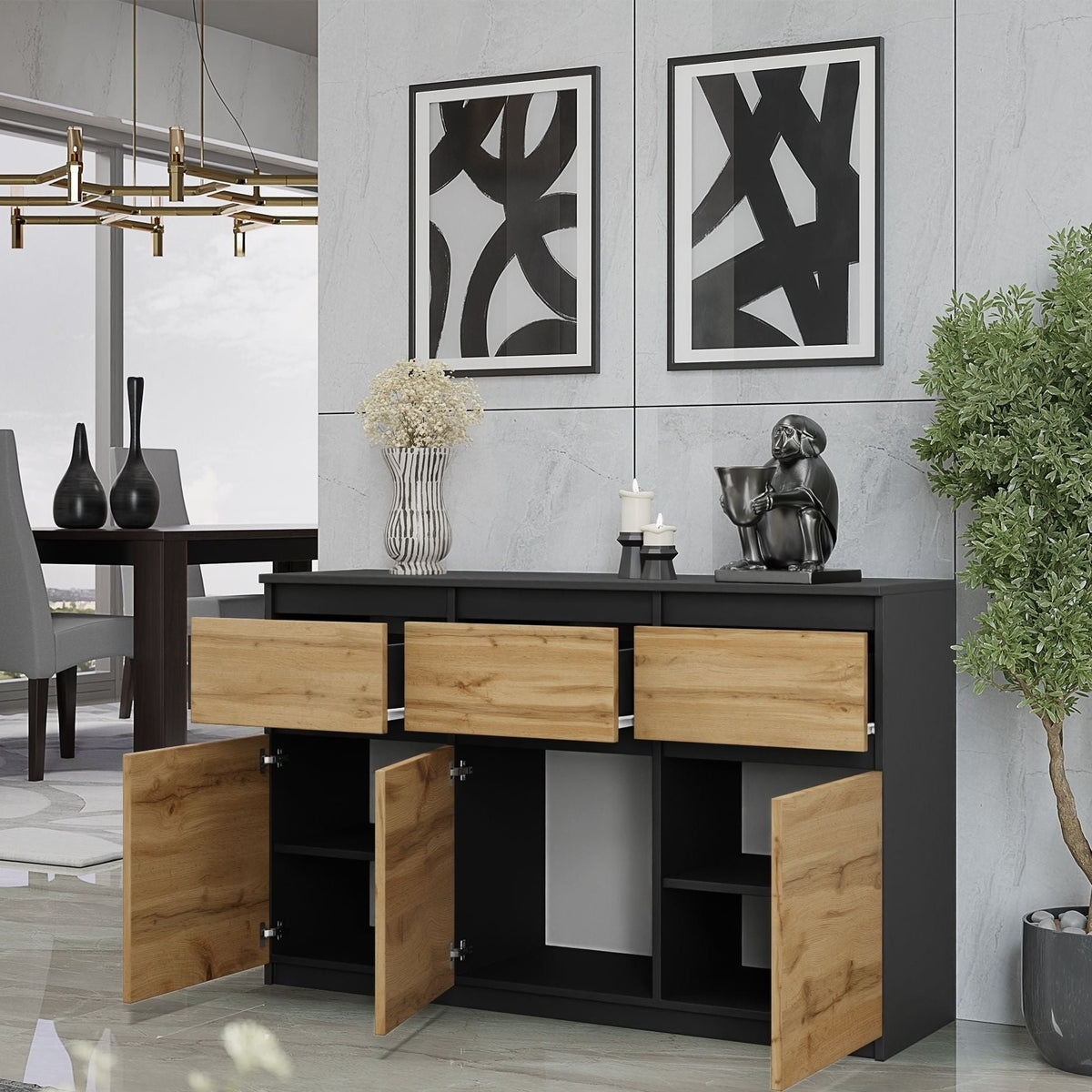 Noah Sideboard 120 cm / 3 Schubladen in Farbe von kommodly