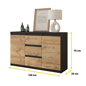 Mikel Sideboard 120 cm / 3 Schubladen in Farbe von kommodly