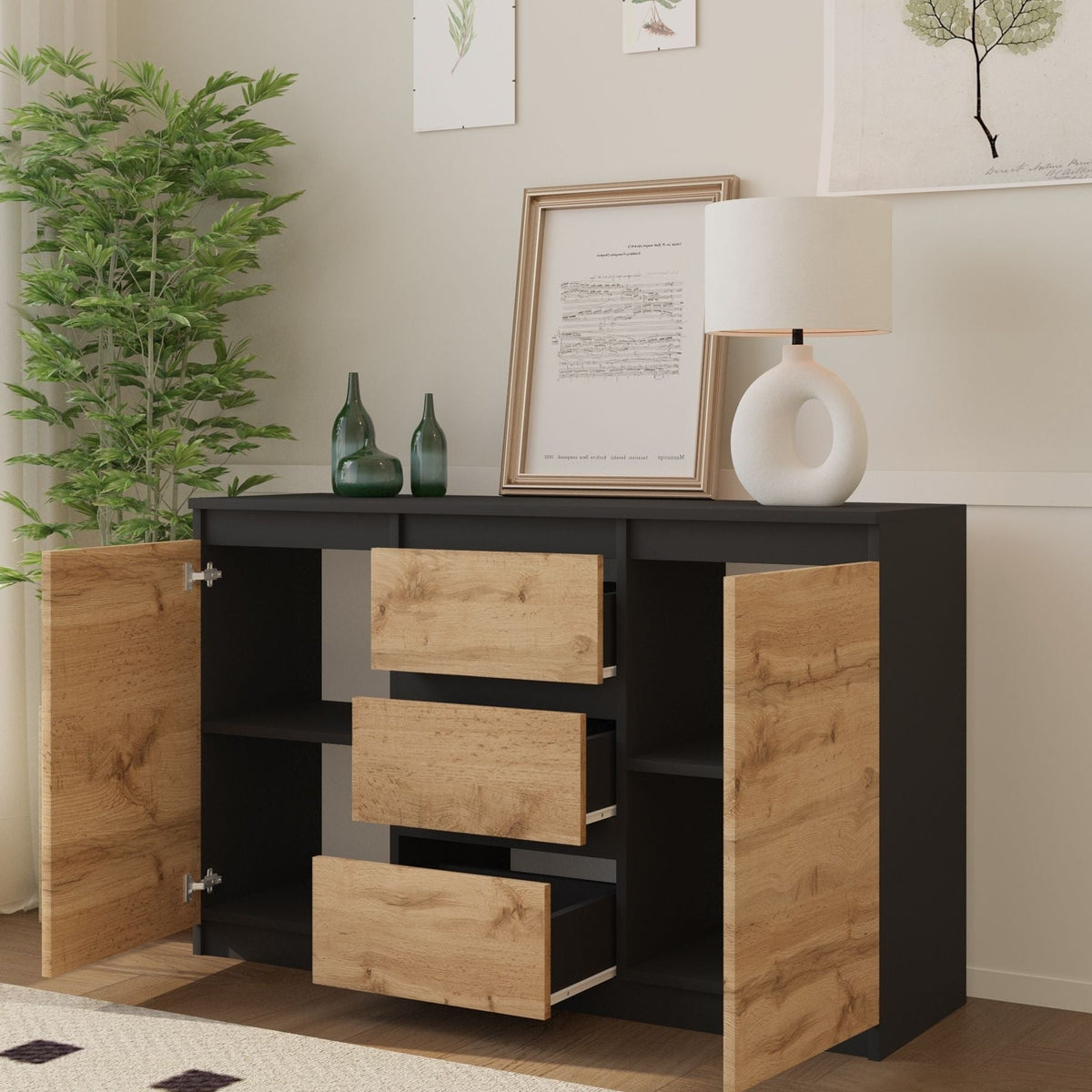 Mikel Sideboard 120 cm / 3 Schubladen in Farbe von kommodly