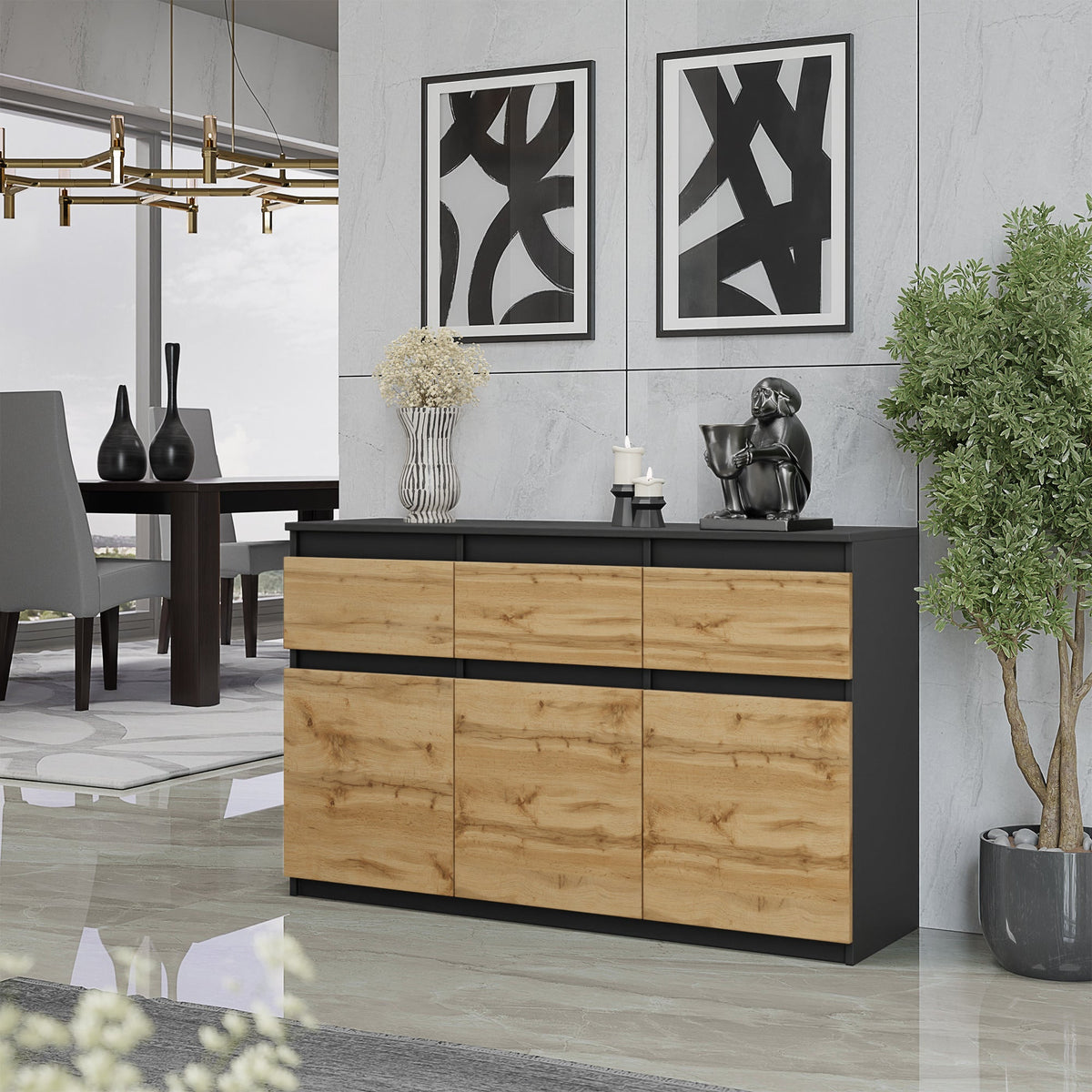 Noah Sideboard 120 cm / 3 Schubladen in Farbe von kommodly