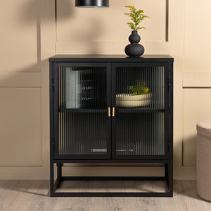 Vitrinenschrank Kiko Beige in Farbe Schwarz von kommodly
