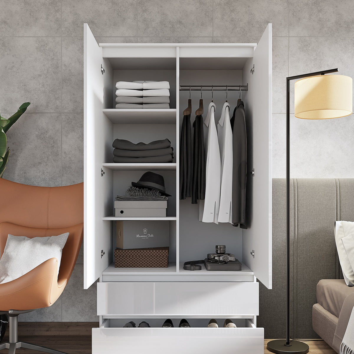 Joelle Kleiderschrank 90 cm / 2 Türen in Farbe von kommodly