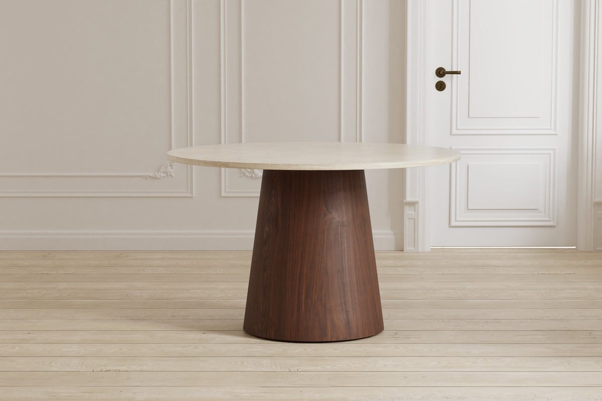 Runder Esstisch Vero in Farbe Beige Natur von kommodly