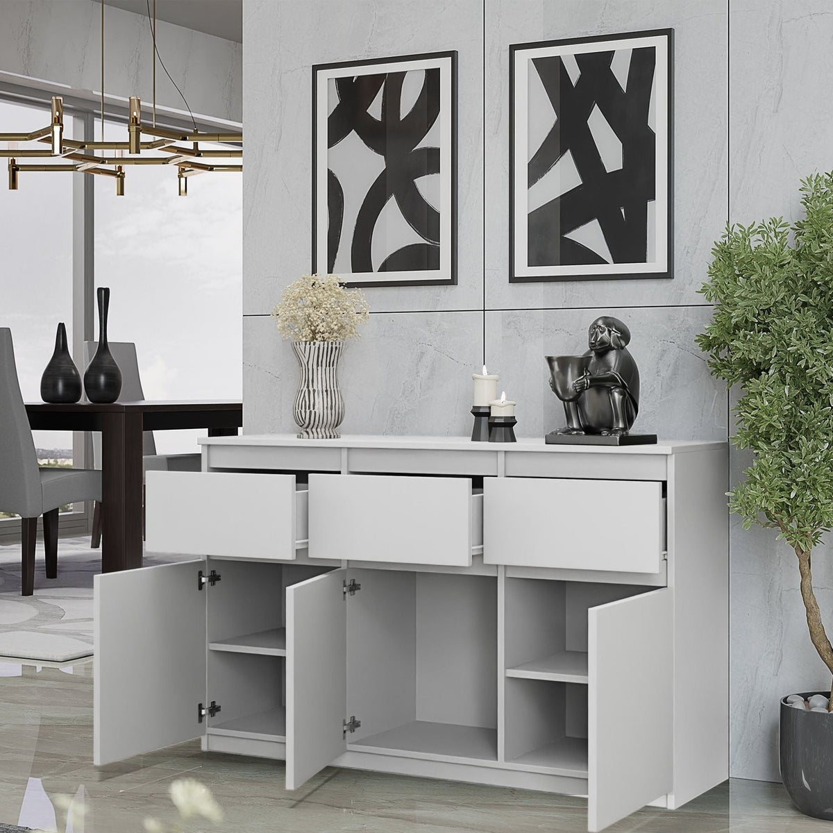 Noah Sideboard 120 cm / 3 Schubladen in Farbe von kommodly
