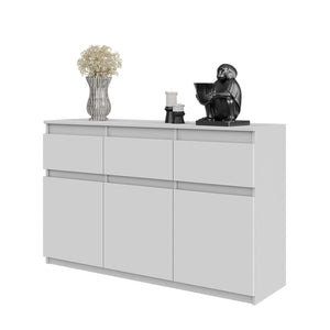 Noah Sideboard 120 cm / 3 Schubladen in Farbe Weiß Matt Weiß Matt von kommodly