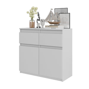 Noah Sideboard 80 cm / 2 Schubladen in Farbe Weiß Matt Weiß Matt von kommodly