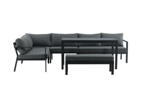 Ecksofa-Set Lino Aluminium Weiß in Farbe von kommodly