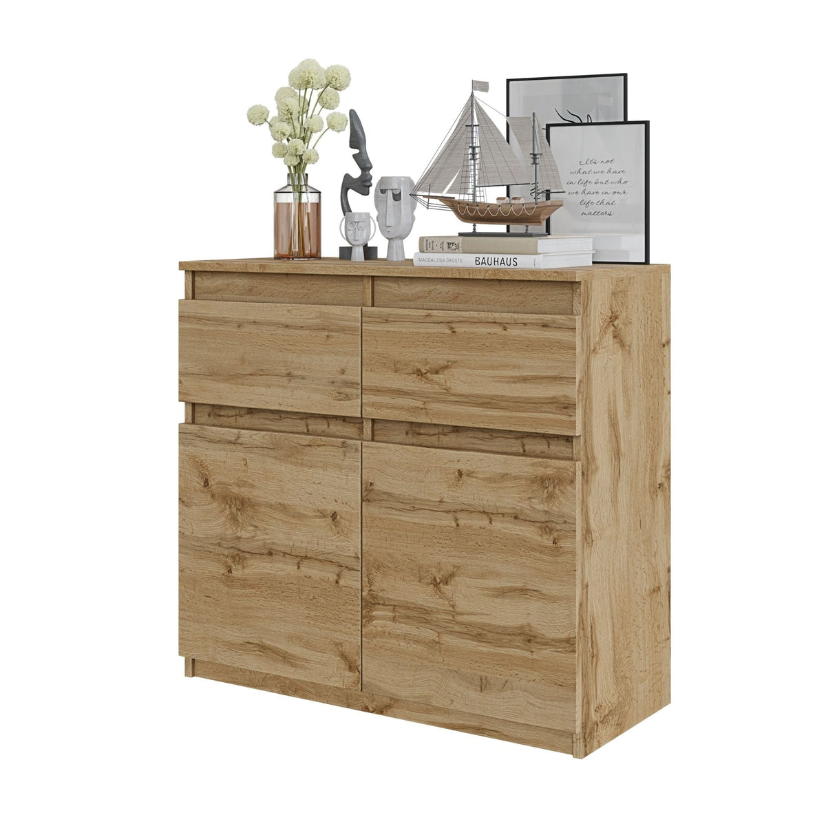 Noah Sideboard 80 cm / 2 Schubladen in Farbe Wotan Eiche Wotan Eiche von kommodly