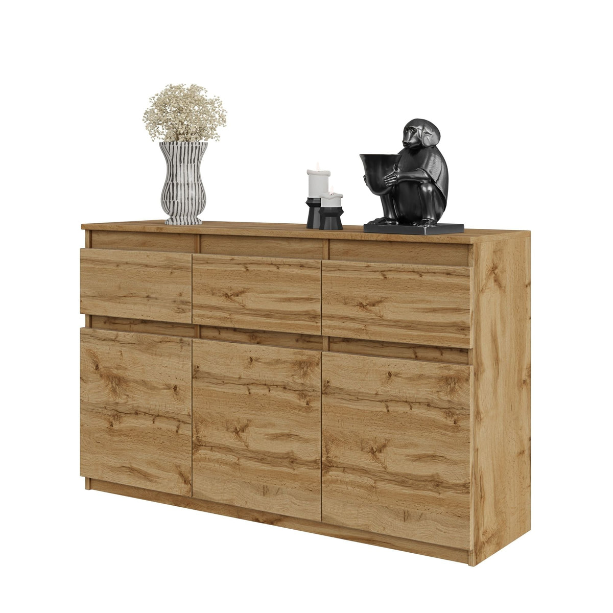Noah Sideboard 120 cm / 3 Schubladen in Farbe Wotan Eiche Wotan Eiche von kommodly