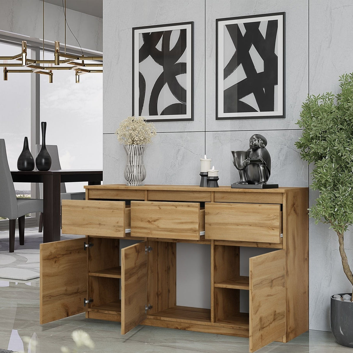 Noah Sideboard 120 cm / 3 Schubladen in Farbe von kommodly