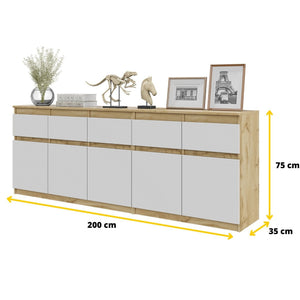 Noah Kommoden-Set 200 cm, 2-teilig in Farbe von kommodly