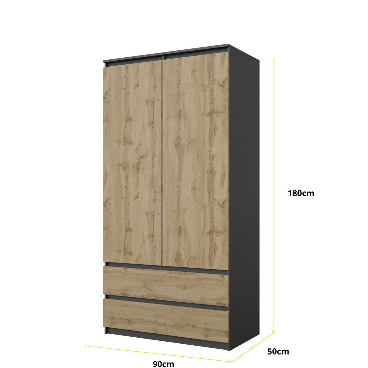 Joelle Kleiderschrank 90 cm / 2 Türen in Farbe von kommodly