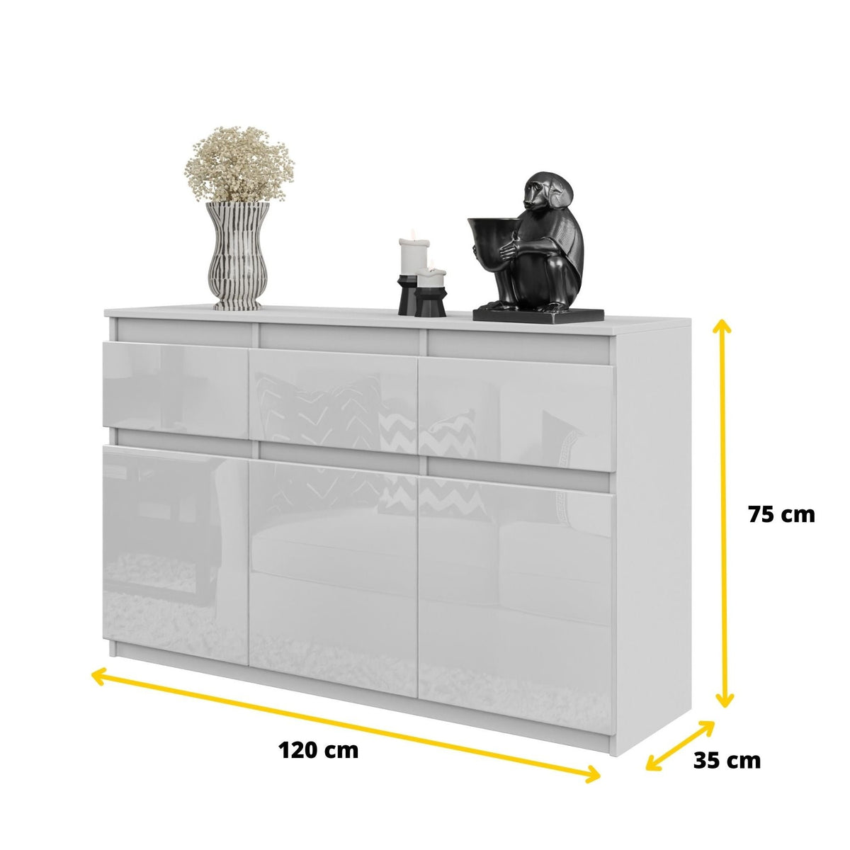 Noah Sideboard 120 cm / 3 Schubladen in Farbe von kommodly