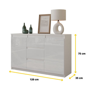 Mikel Sideboard 120 cm / 3 Schubladen in Farbe von kommodly