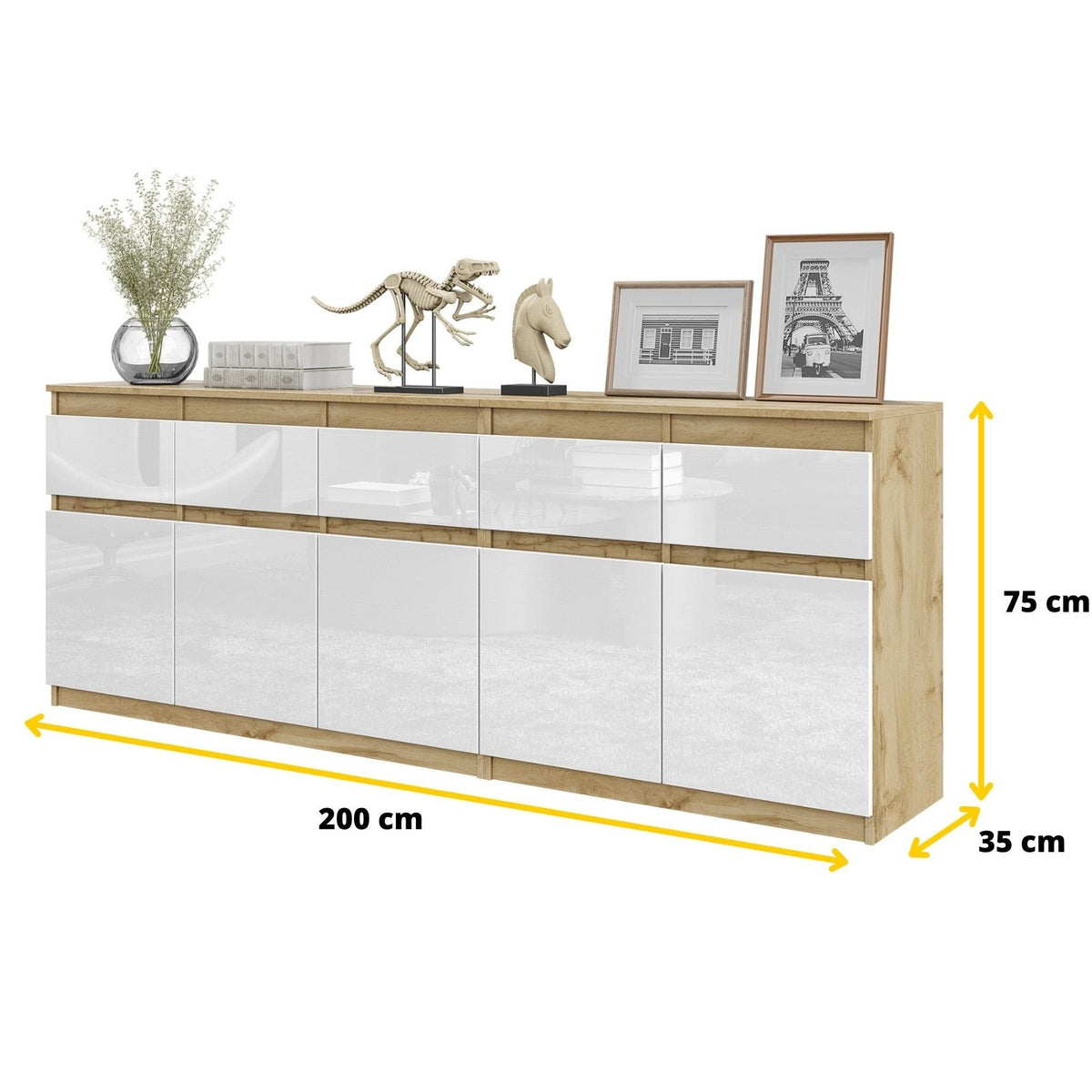 Noah Kommoden-Set 200 cm, 2-teilig in Farbe von kommodly