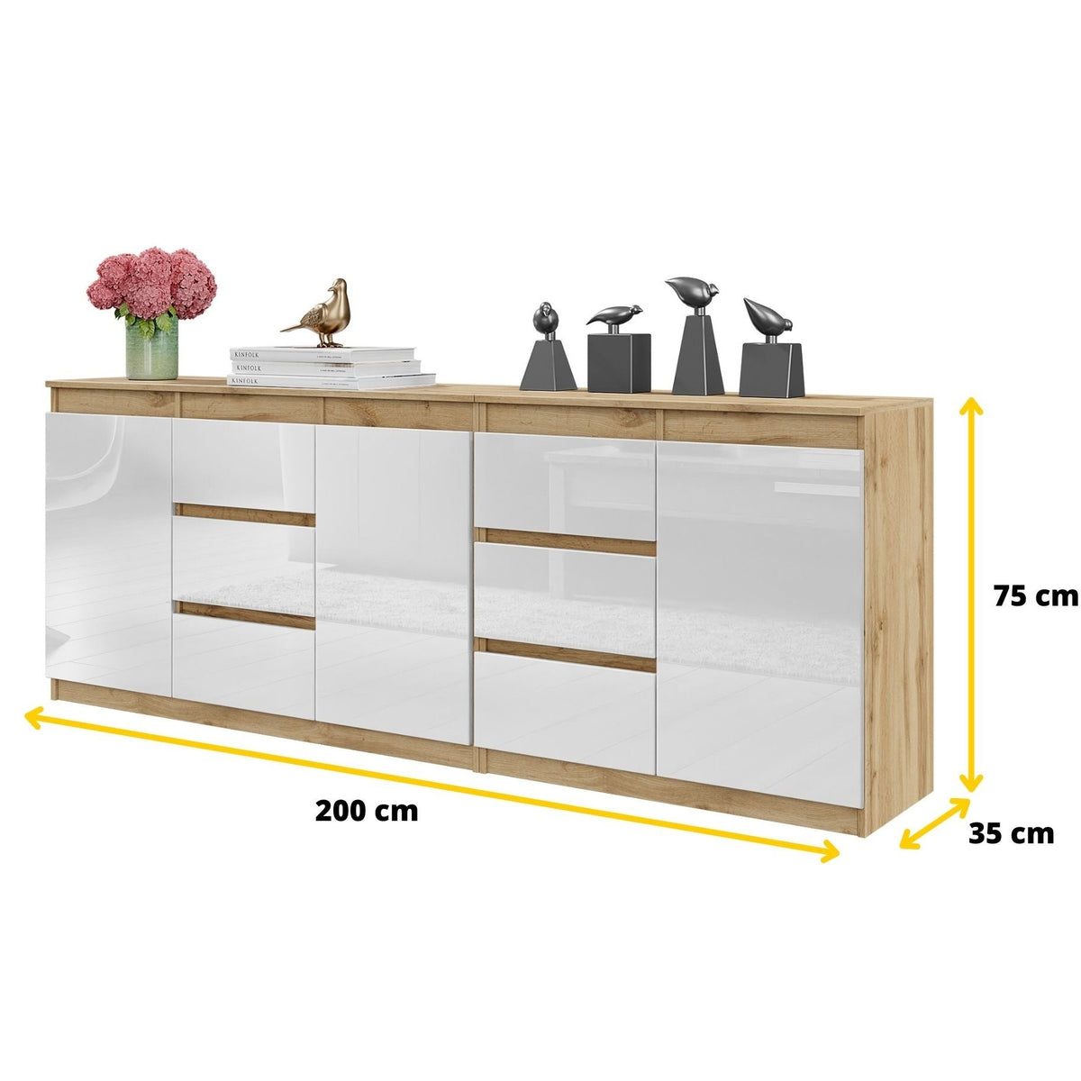 Mikel Kommoden-Set 200 cm, 2-teilig in Farbe von kommodly