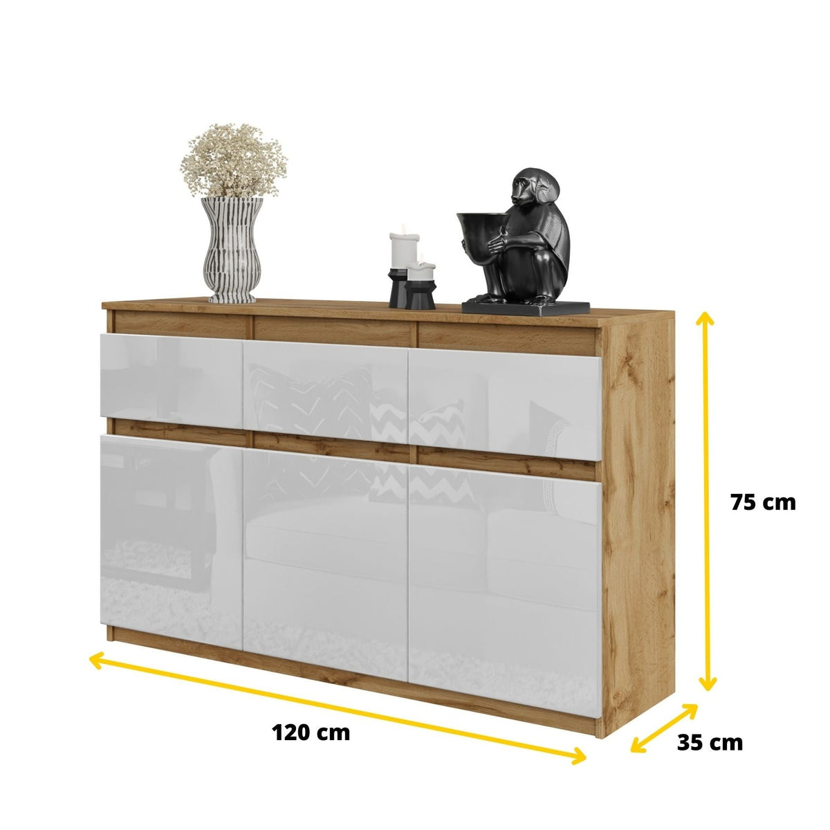 Noah Sideboard 120 cm / 3 Schubladen in Farbe von kommodly