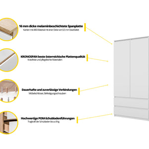 Joelle Kleiderschrank 90 cm / 2 Türen in Farbe von kommodly