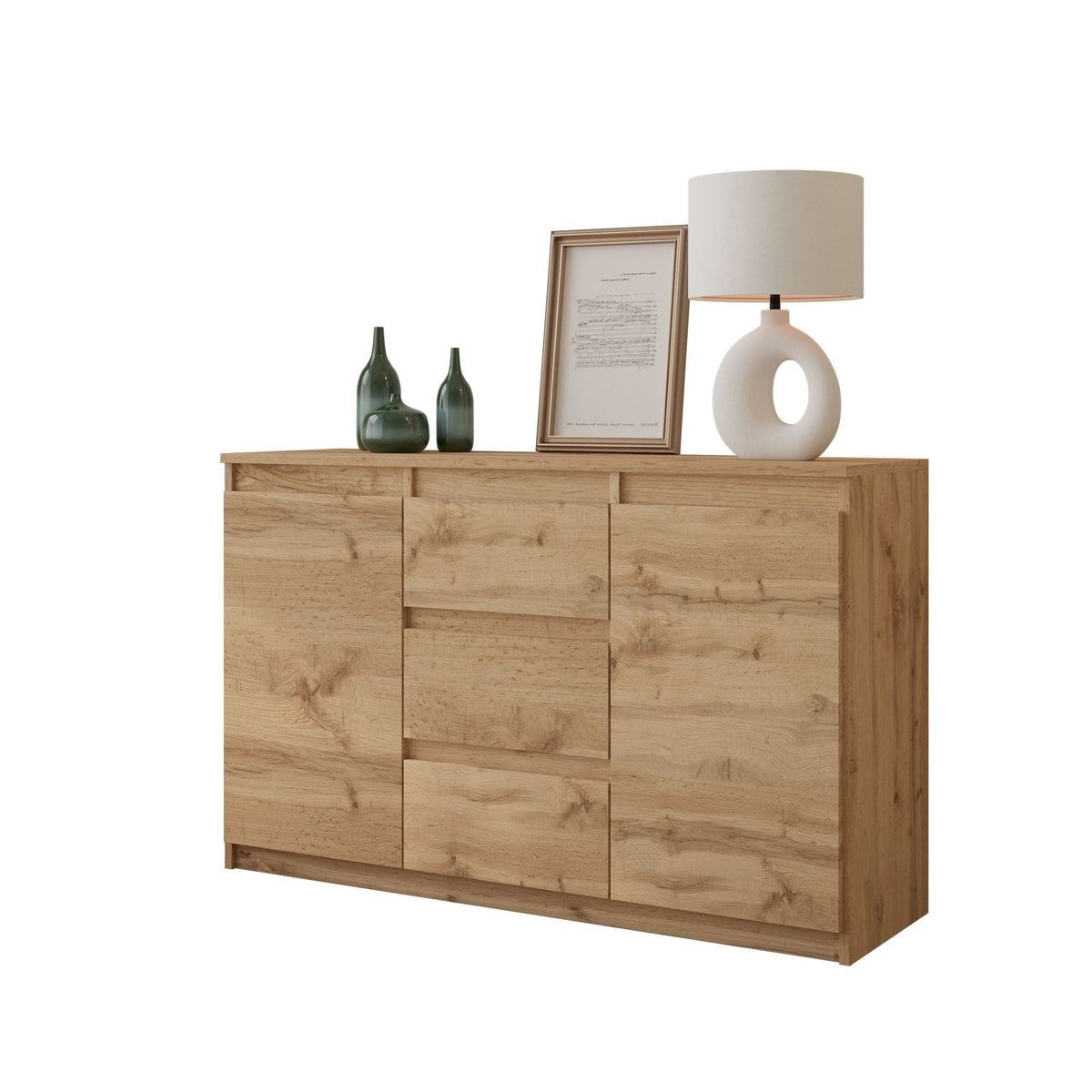 Mikel Sideboard 120 cm / 3 Schubladen in Farbe Wotan Eiche Wotan Eiche von kommodly