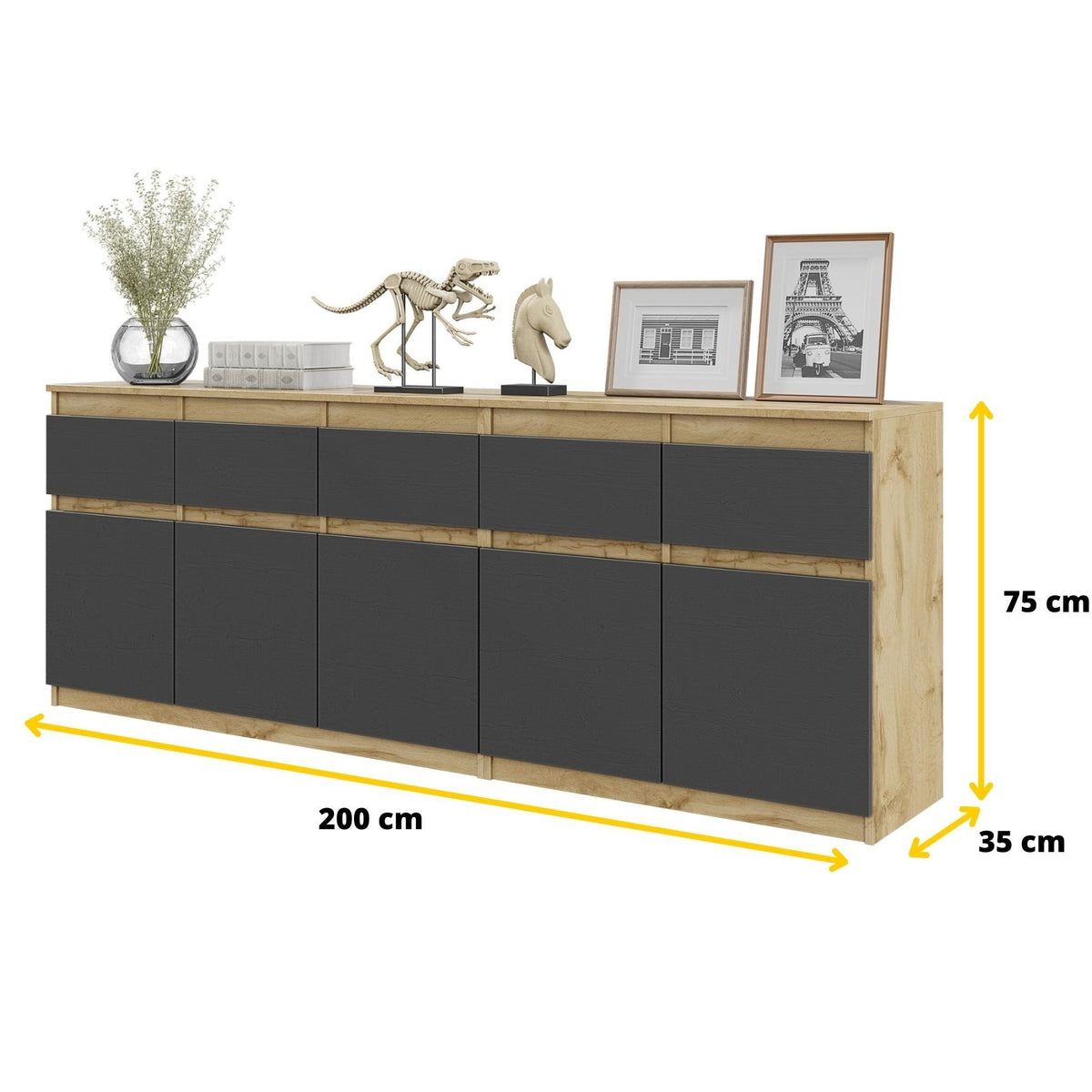 Noah Kommoden-Set 200 cm, 2-teilig in Farbe von kommodly