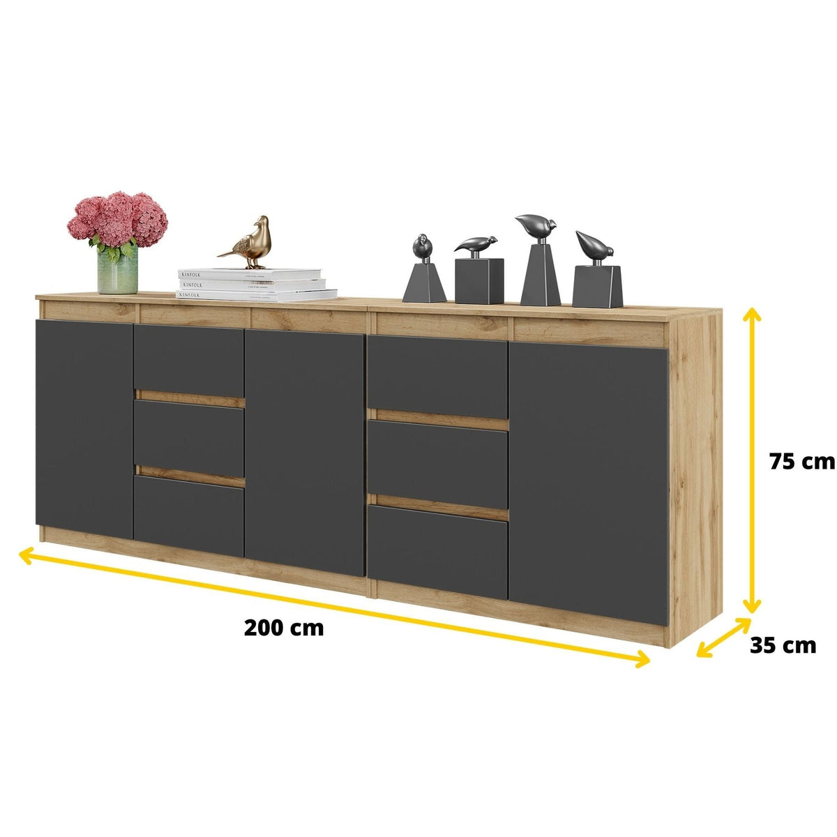 Mikel Kommoden-Set 200 cm, 2-teilig in Farbe von kommodly