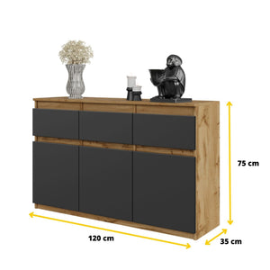 Noah Sideboard 120 cm / 3 Schubladen in Farbe von kommodly