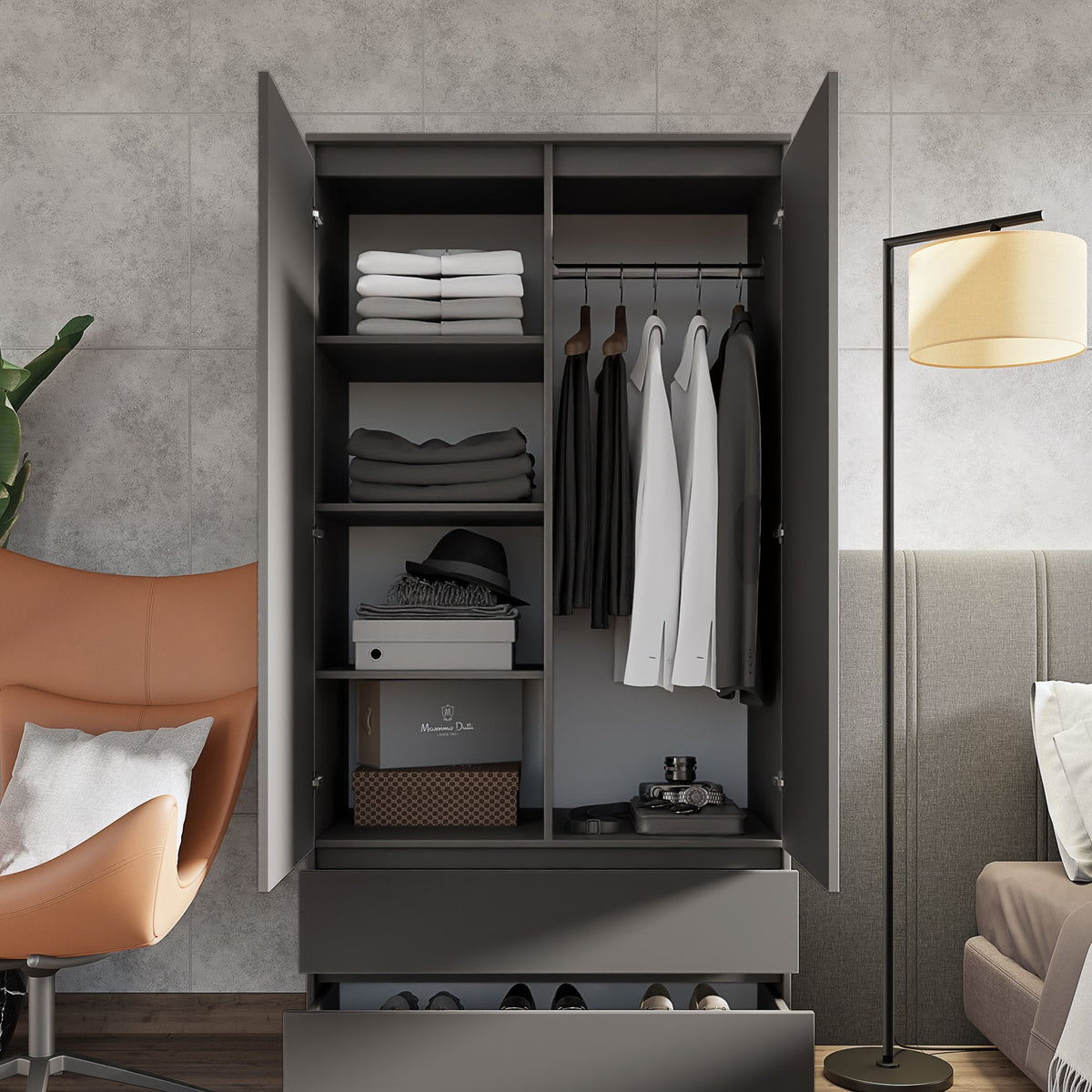 Joelle Kleiderschrank 90 cm / 2 Türen in Farbe von kommodly