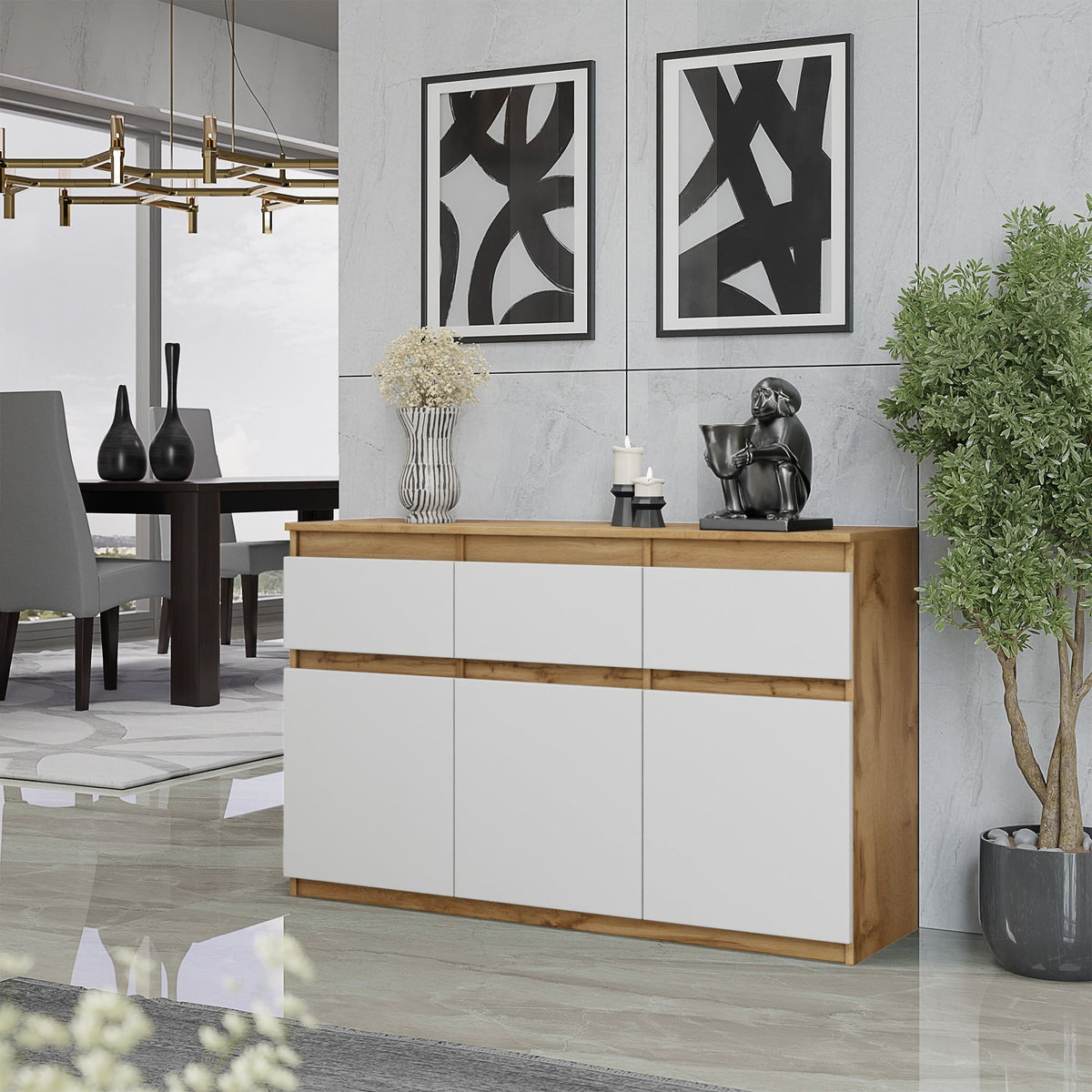 Noah Sideboard 120 cm / 3 Schubladen in Farbe von kommodly