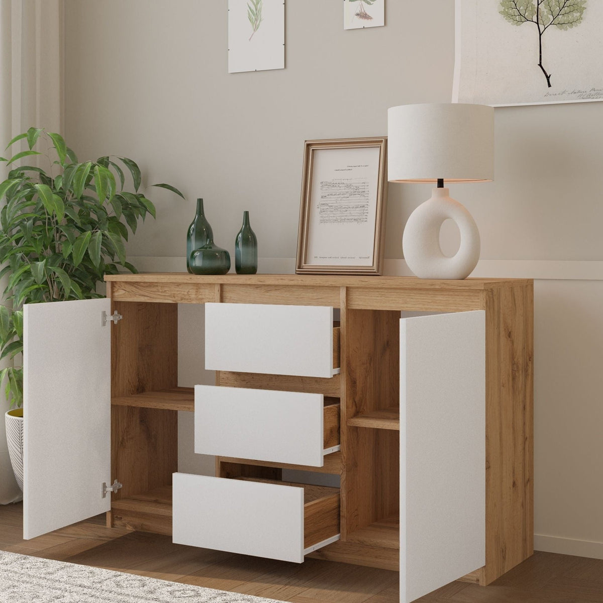 Mikel Sideboard 120 cm / 3 Schubladen in Farbe von kommodly