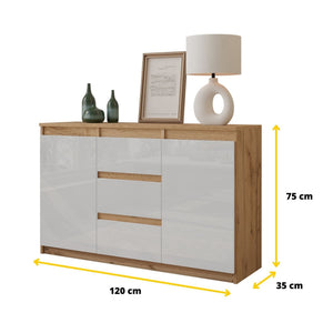 Mikel Sideboard 120 cm / 3 Schubladen in Farbe von kommodly
