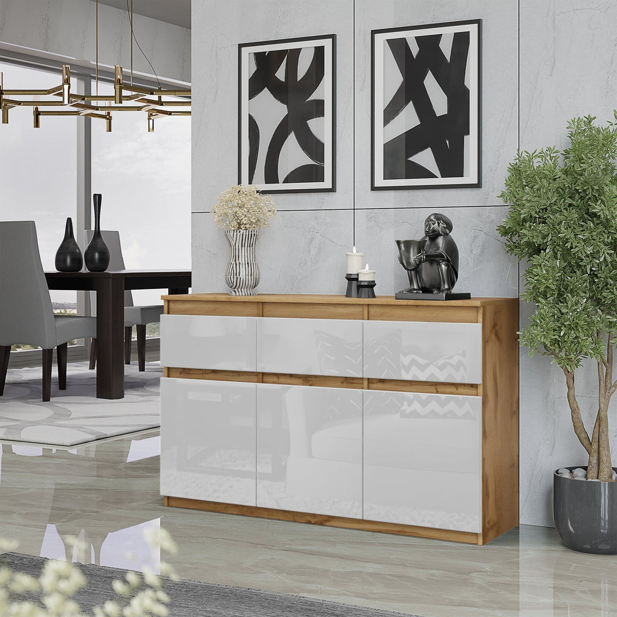 Noah Sideboard 120 cm / 3 Schubladen in Farbe von kommodly