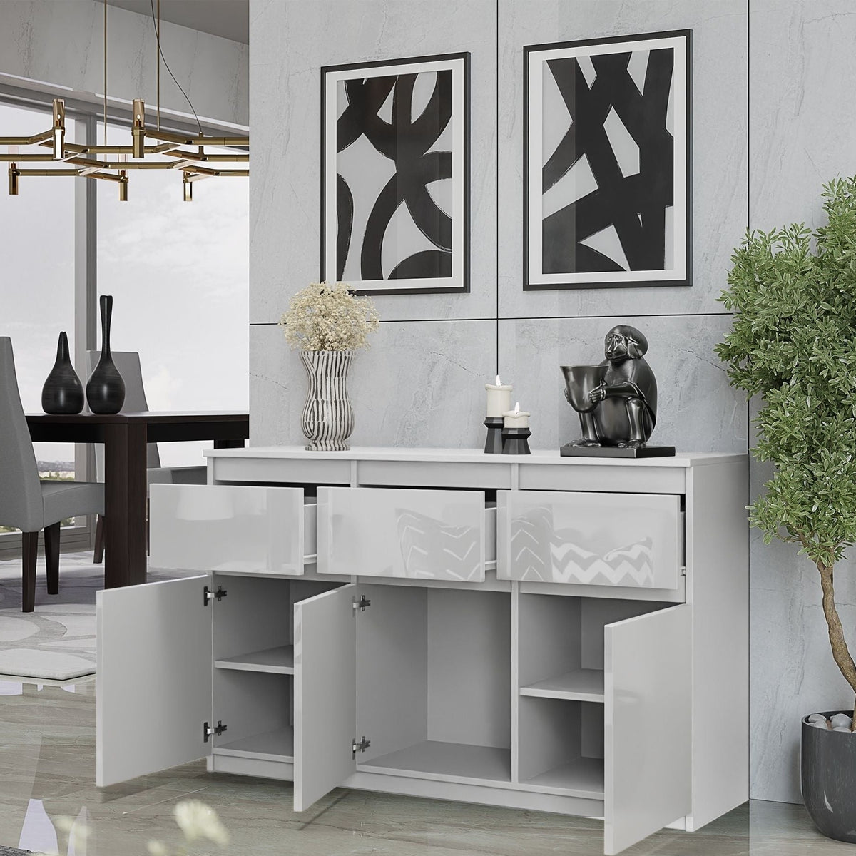 Noah Sideboard 120 cm / 3 Schubladen in Farbe von kommodly