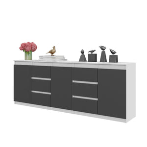 Mikel Kommoden-Set 200 cm, 2-teilig in Farbe Weiß Matt Anthrazit von kommodly