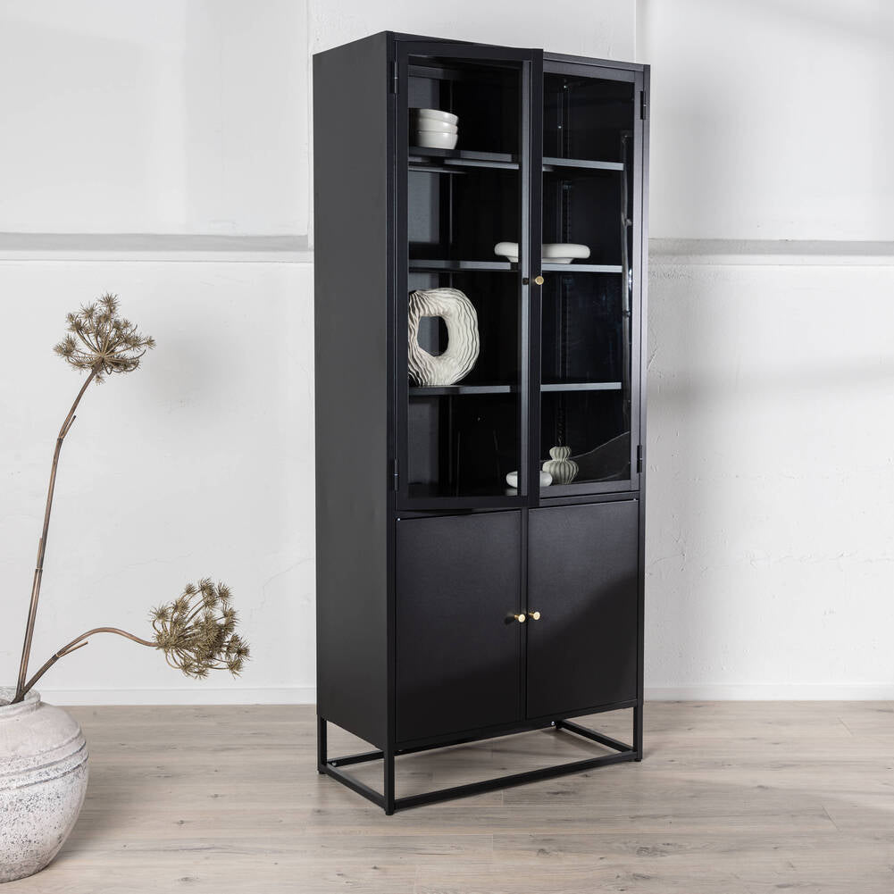 Vitrinenschrank Baku L in Farbe Schwarz von Kommodly