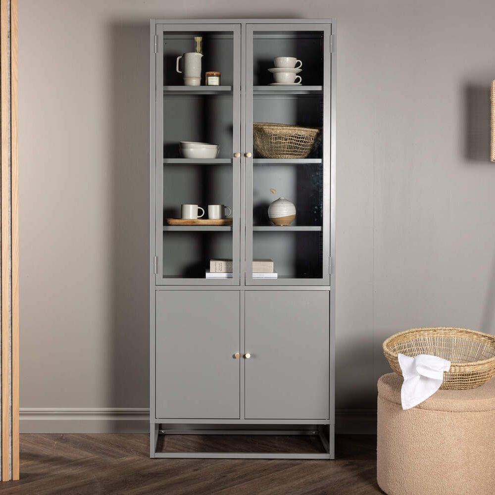 Vitrinenschrank Baku L in Farbe Hellgrau von Kommodly