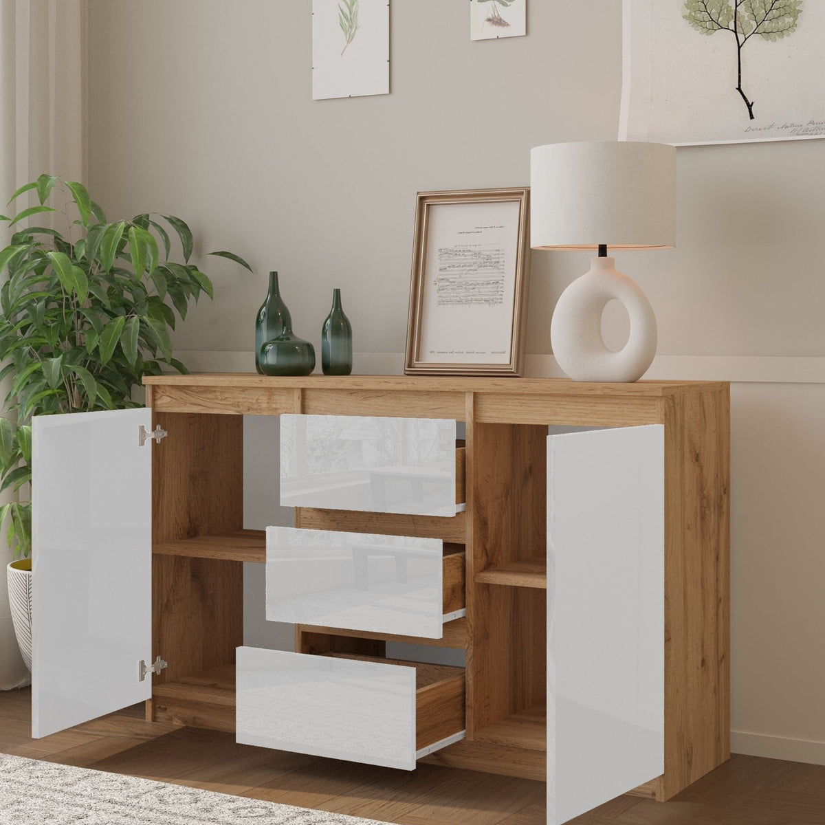 Mikel Sideboard 120 cm / 3 Schubladen in Farbe von kommodly