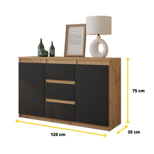 Mikel Sideboard 120 cm / 3 Schubladen in Farbe von kommodly