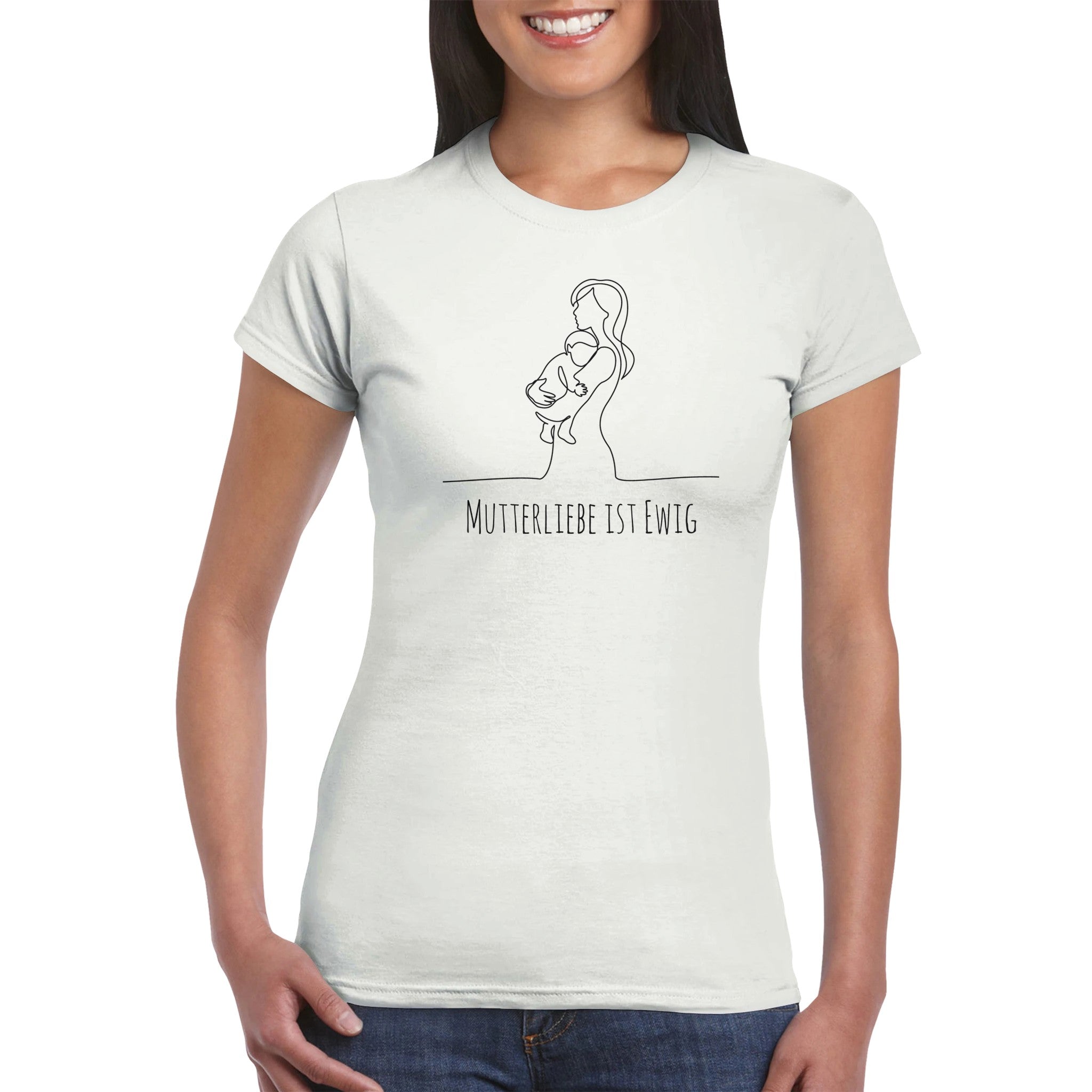 Mutterliebe Aufdruck T-Shirt für Frauen in Farbe Weiß von Kommodly