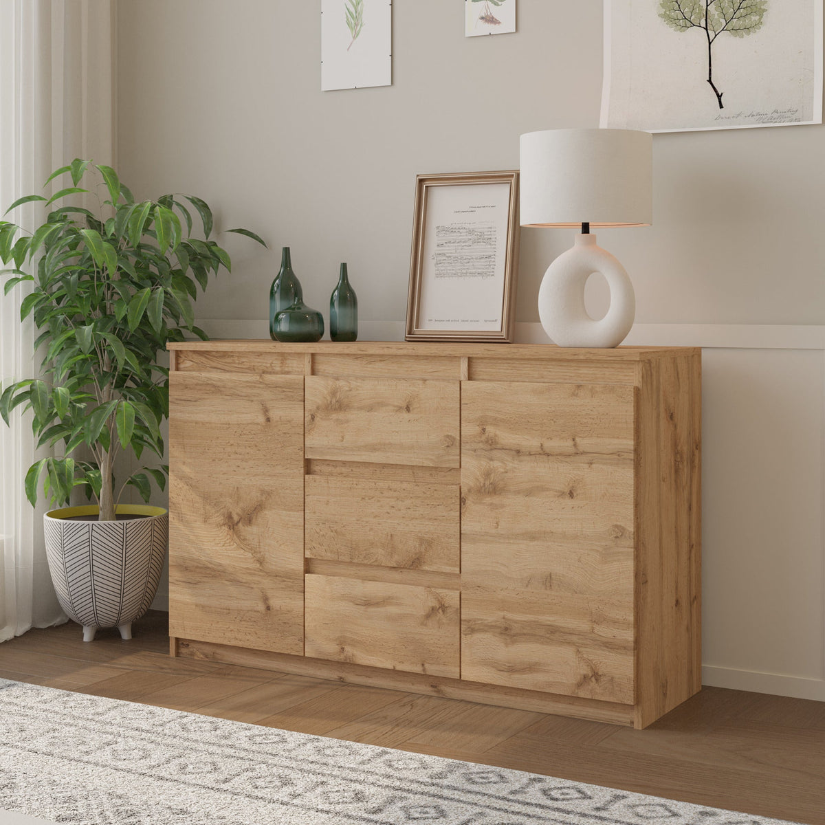 Mikel Sideboard 120 cm / 3 Schubladen in Farbe von kommodly