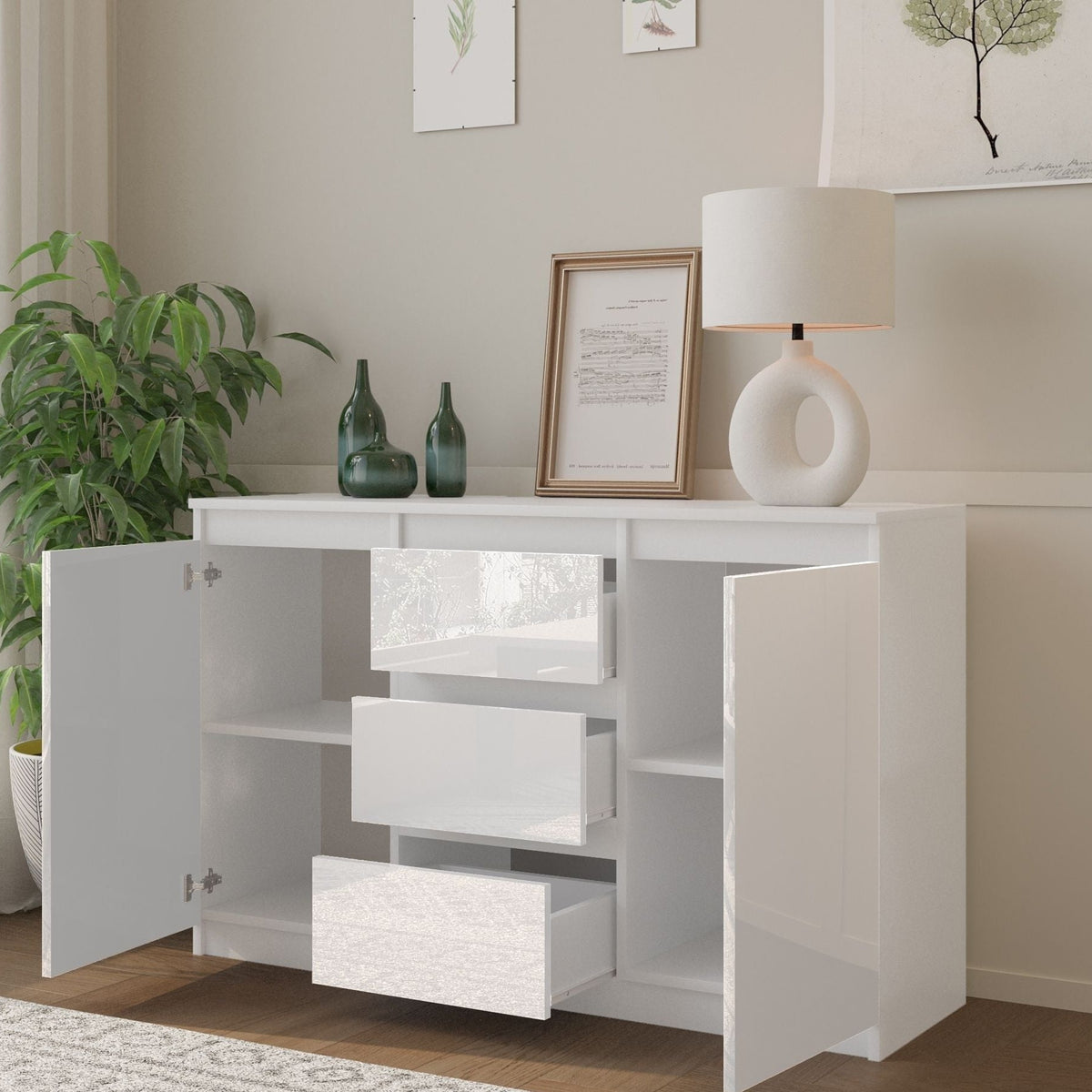 Mikel Sideboard 120 cm / 3 Schubladen in Farbe von kommodly