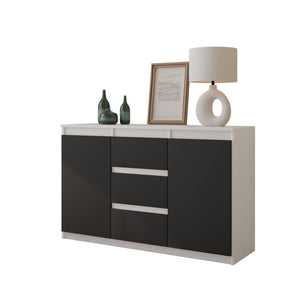 Mikel Sideboard 120 cm / 3 Schubladen in Farbe Weiß Matt Anthrazit von kommodly