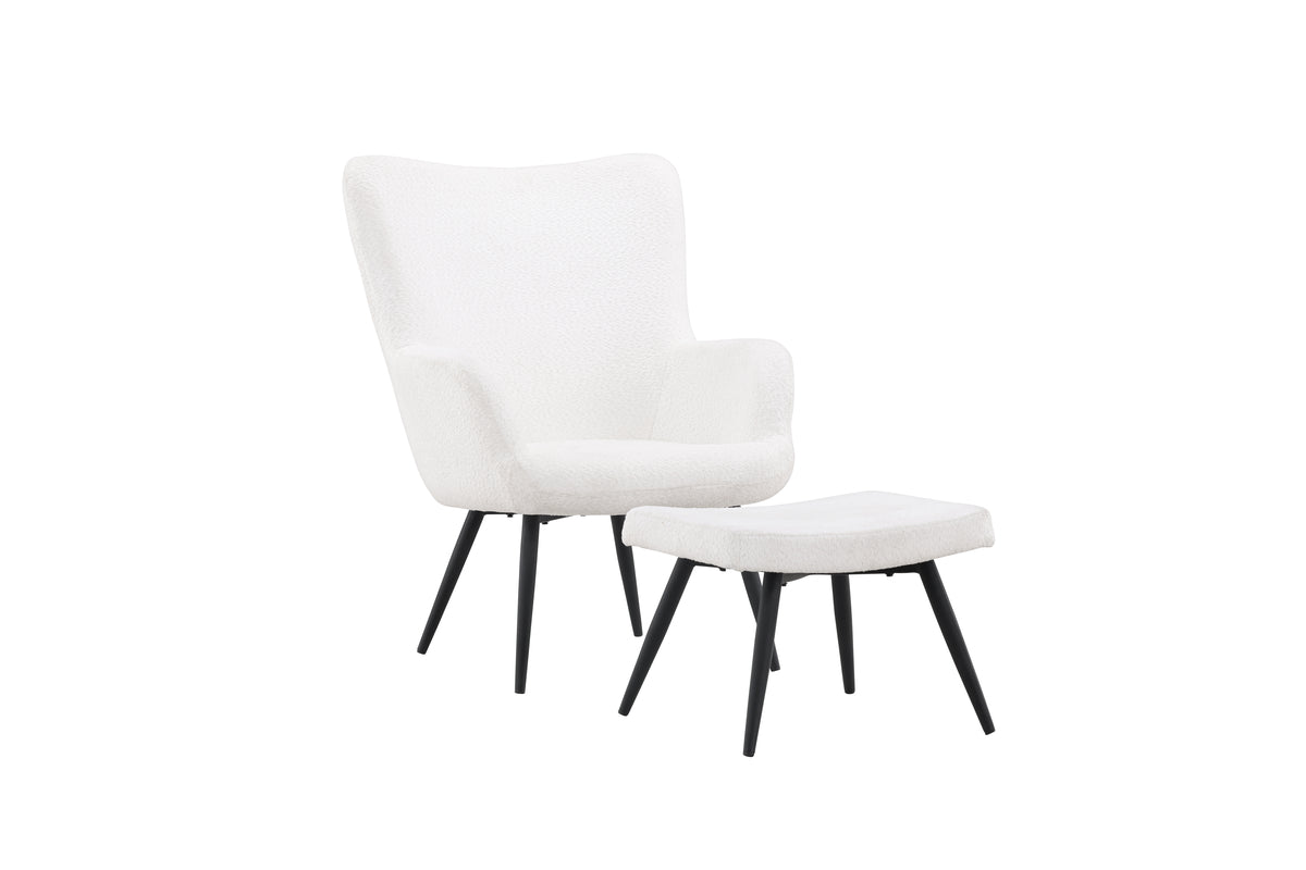 Sessel Tavi Weiß mit Fußhocker in Farbe von kommodly