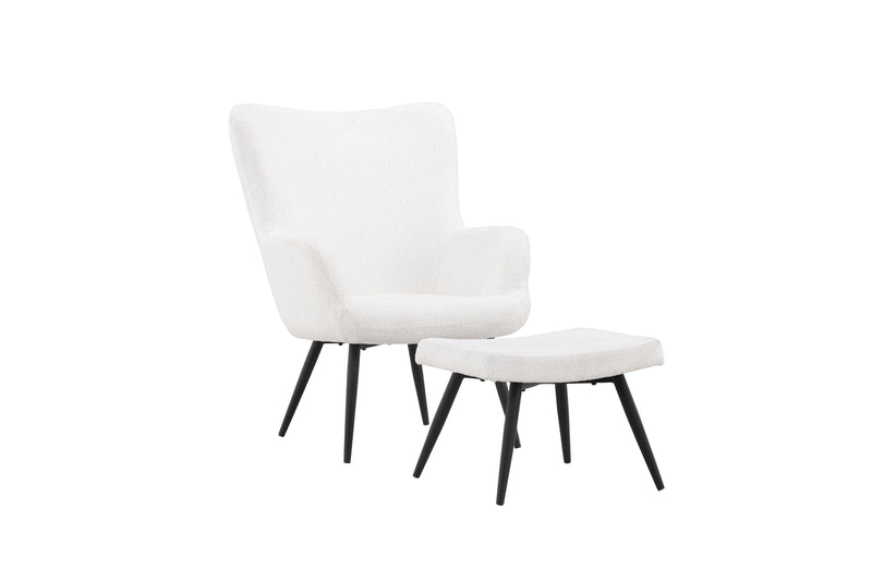 Sessel Tavi Weiß mit Fußhocker in Farbe von kommodly
